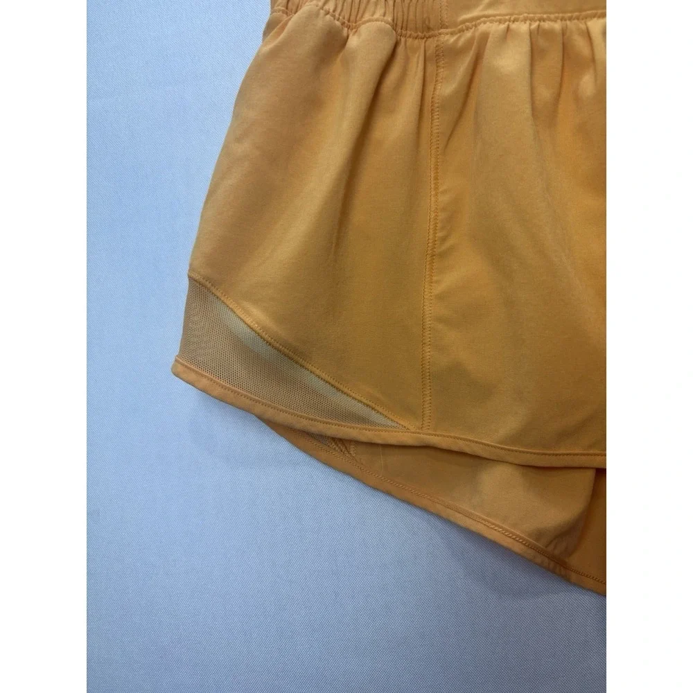 lululemon Yellow Women's Mesh Running Shorts Pull On Elastic Waist Pockets